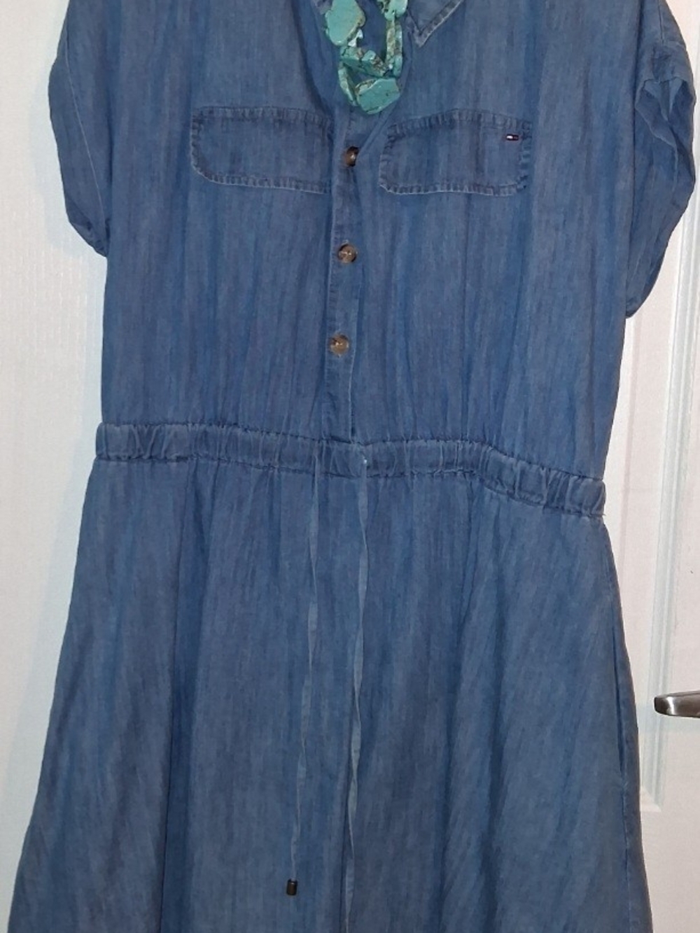 Tommy Hilfiger Womens' Blue Denim-Style Shirt Dress